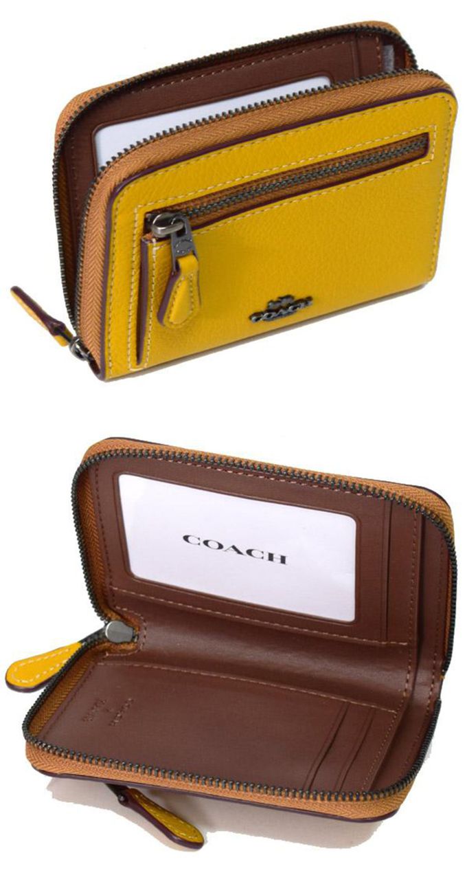 COACH - 史奴比聯名皮革短夾 (桔黃)