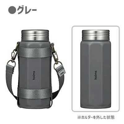 日本 CB Japan - holms八角形不繡鋼保冷保溫瓶(附提帶)-石墨灰-340ml