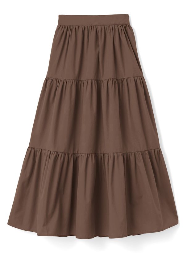 日本 GRL - 文藝百搭層次蛋糕長裙-象牙杏