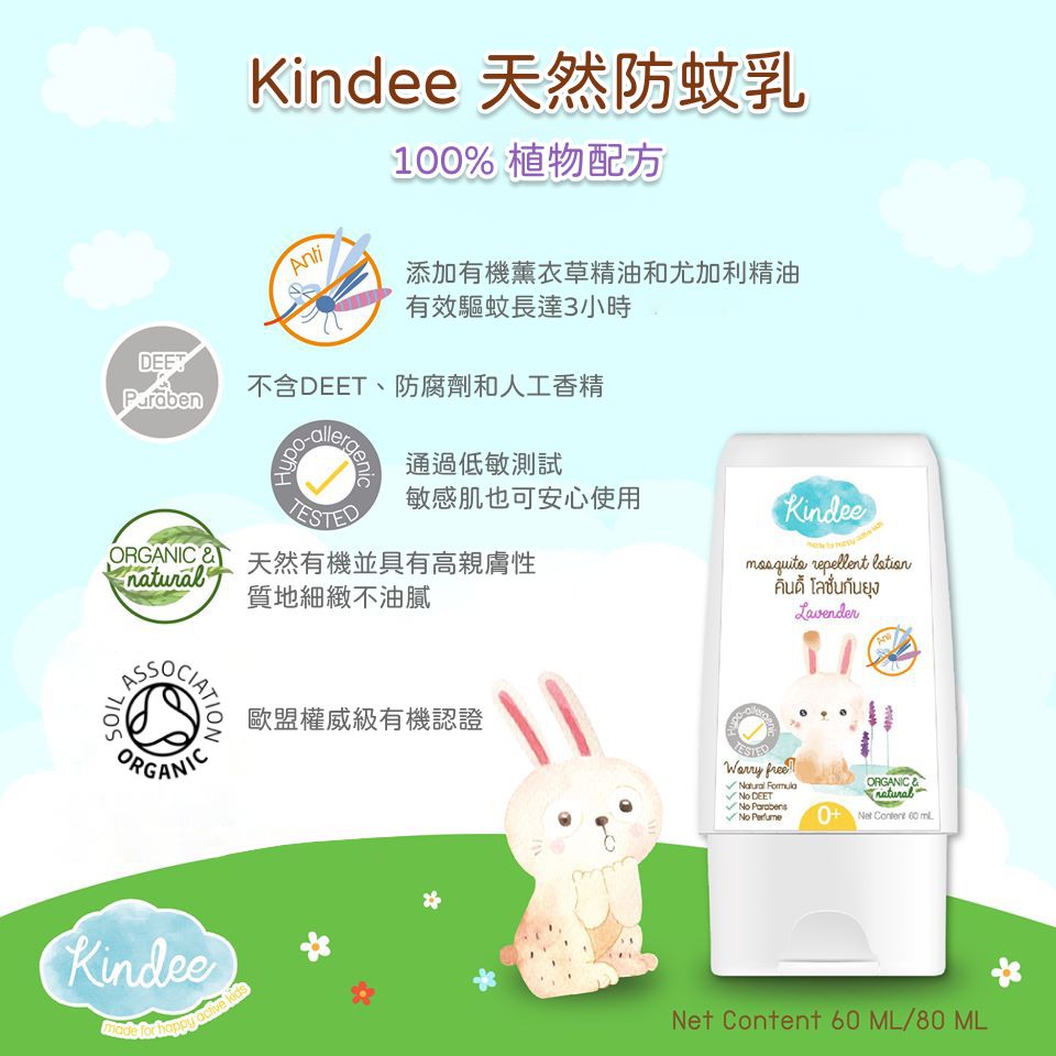↘44折！泰國Kindee 卡通防蚊手環/ 嬰幼兒防蚊液，成分有機！