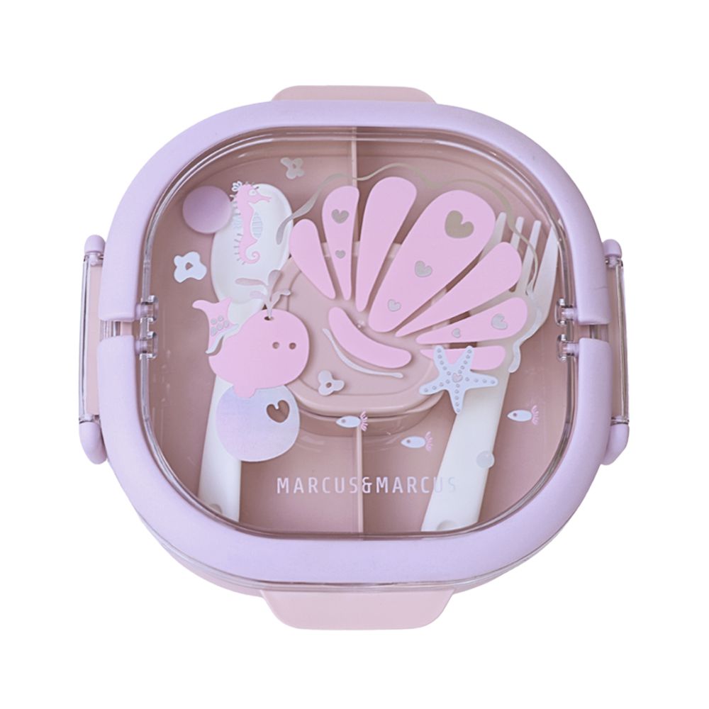 兒童手提不鏽鋼雙層餐盒組-粉