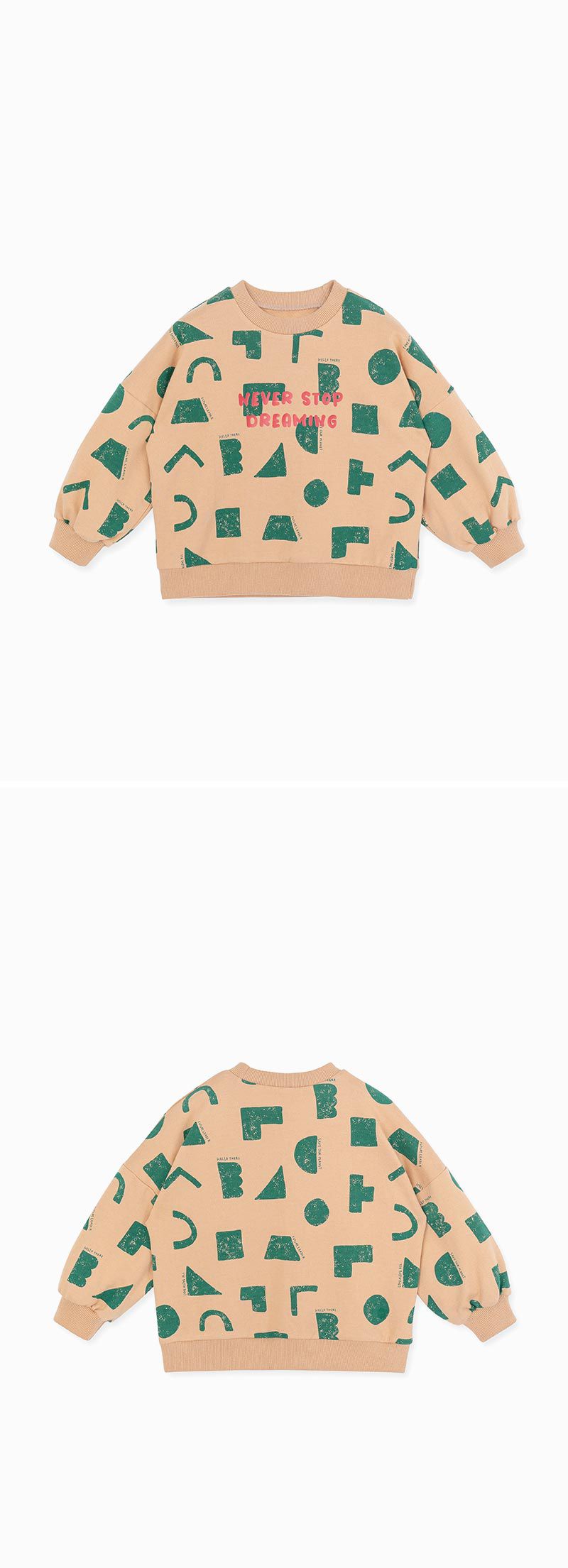 韓國 OZKIZ - 幾盒積木印長袖大學T-杏