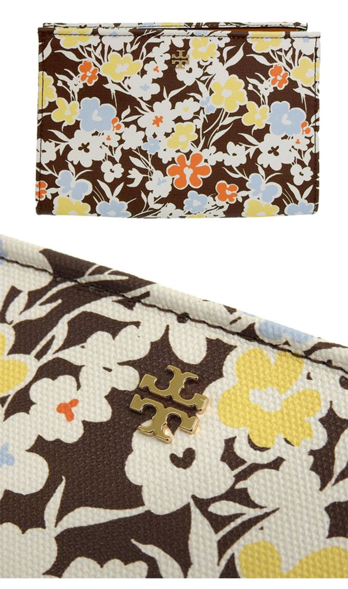 TORY BURCH - 印花皮革拉鍊化妝包 (花朵)