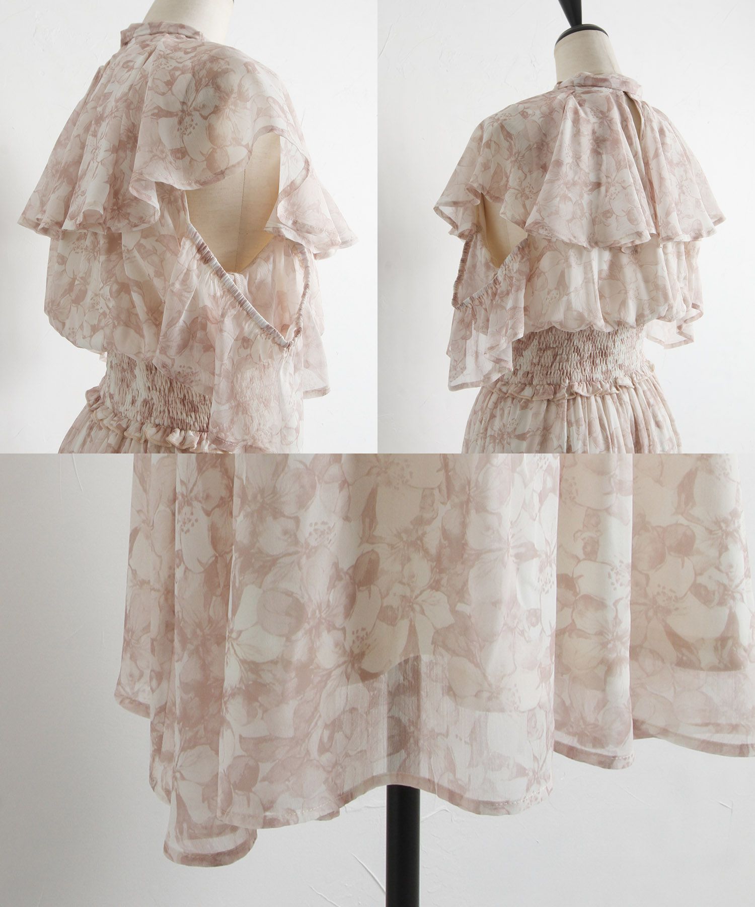 日本 tocco-closet - 浪漫時光碎花雪紡洋裝-寶貝藍