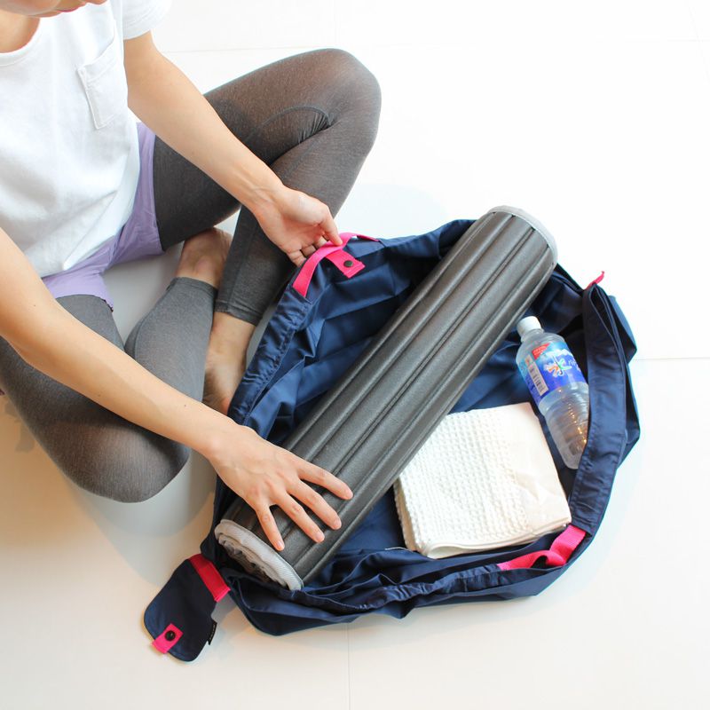 日本 MARNA - Shupatto 秒收摺疊購物袋(可掛購物籃)-海軍藍 (L(50x38cm))-耐重15kg / 31.4L