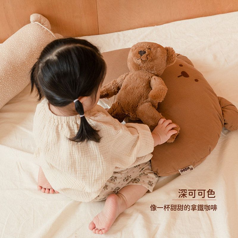 正韓Hello HiZoo - 純手工製動物造型純棉柔感兒童枕/防蟎枕/透氣枕/健康枕-Hi Bear 熊熊