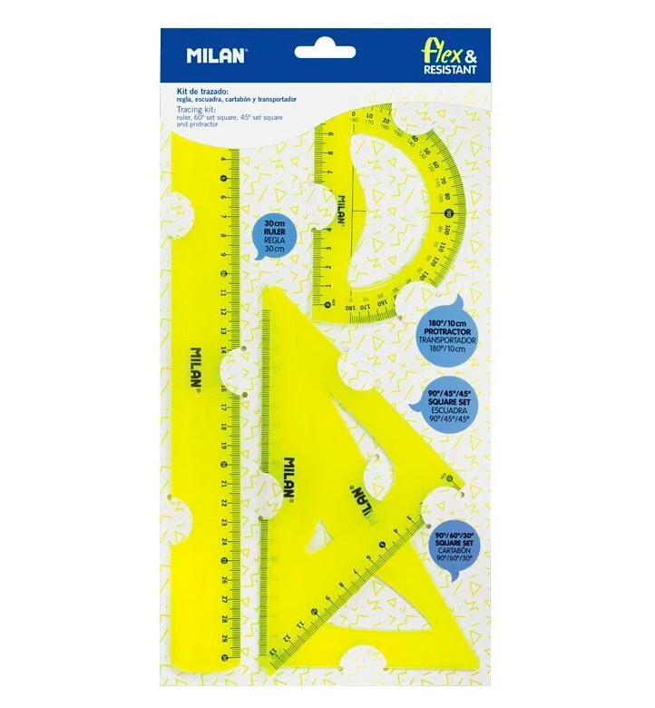 MILAN - 超Q彈防斷性學習量尺組合包-30CM(粉)