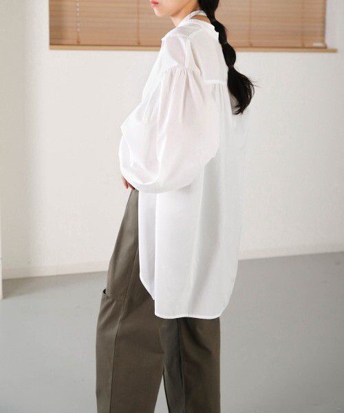 日本 Bab - 前短後長設計感綁帶上衣-簡約白