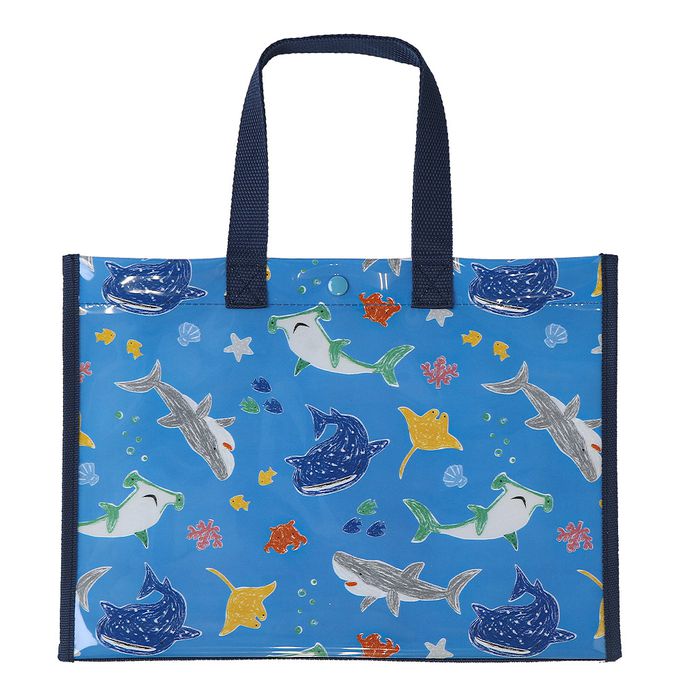 日本 ZOOLAND - 防水PVC手提袋/游泳包-滿版電車-藍色 (25x34cm)