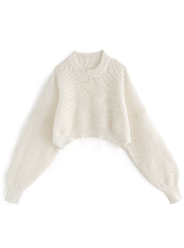 日本 GRL - 聯名款 圓領短版寬鬆針織上衣-米杏 (F)