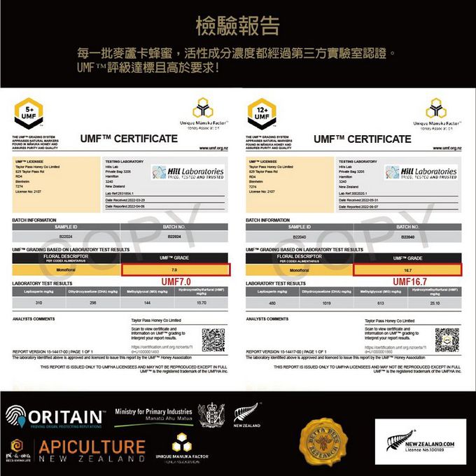 壽滿趣 - TaylorPass紐西蘭活性麥蘆卡蜂蜜 UMF5+-250公克