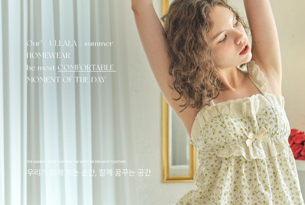 韓國 ULLALA - 天真浪漫無袖睡衣(兩件式) (FREE)