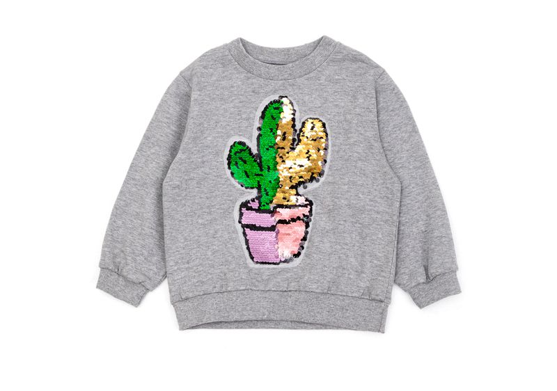 韓國 OZKIZ - 閃亮變色長袖大學T-仙人掌