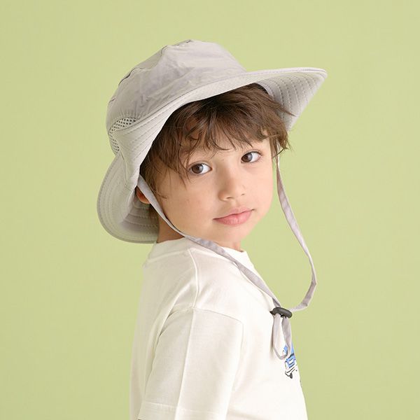 日本 b-ROOM - 抗UV側邊網眼百搭遮陽帽-淺灰 (50-54cm)
