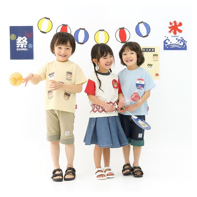 日本 ZOOLAND - 接觸涼感 夏日祭典網眼短袖上衣-章魚燒-抹茶綠