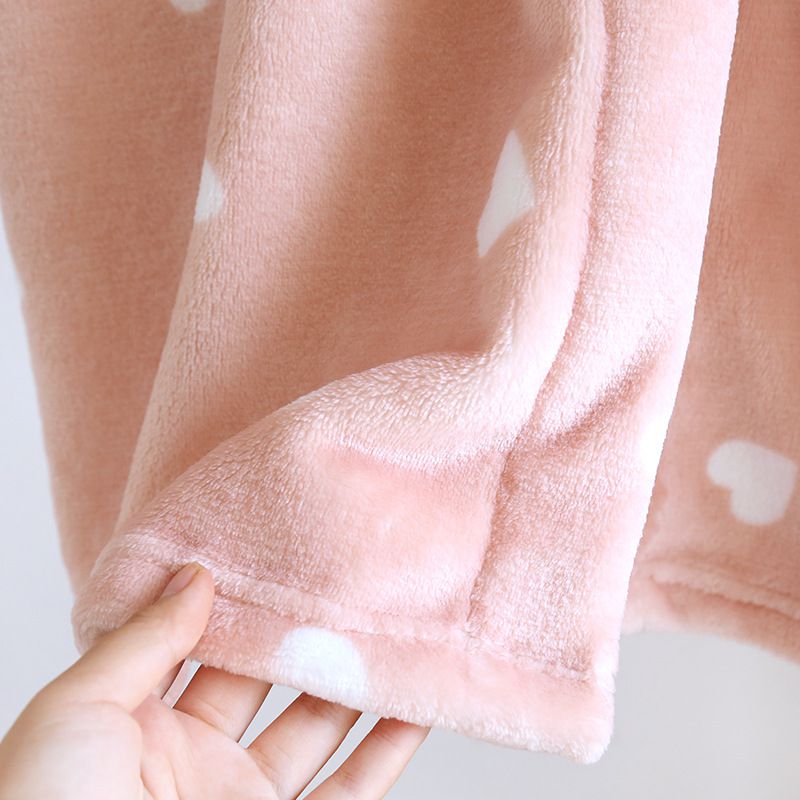 法蘭絨暖暖長袖連身睡衣-愛心-粉色