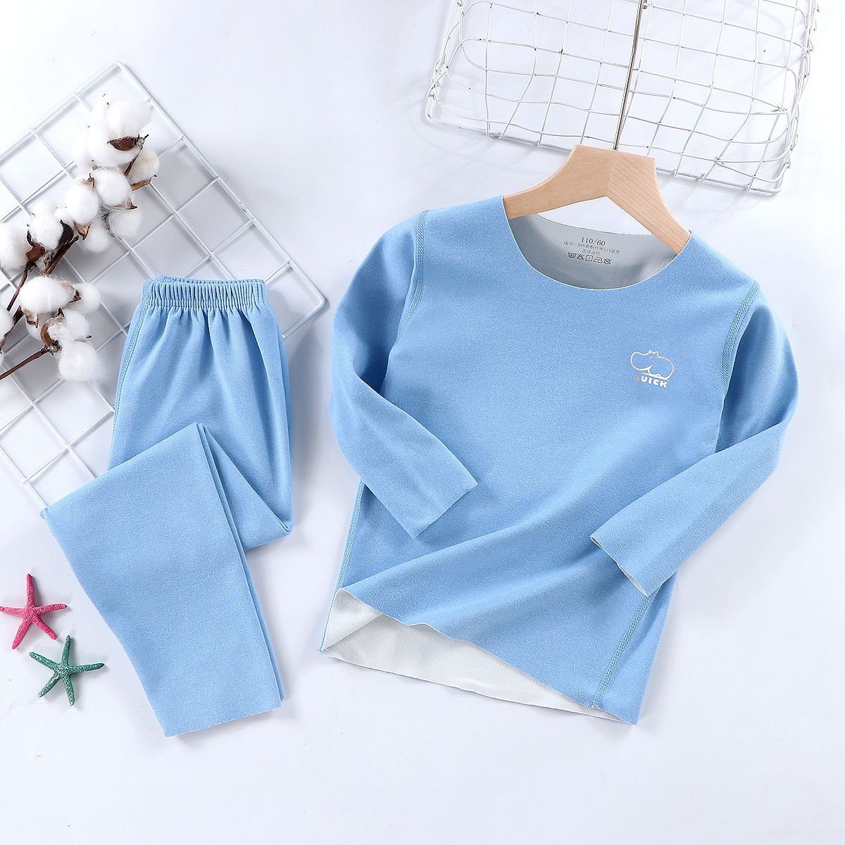 德絨無痕長袖家居服-胸口獨角獸-玫紅色