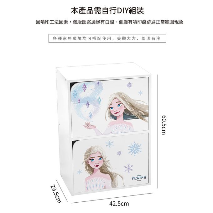 收納王妃 - 迪士尼 Disney【冰雪奇緣艾莎】雙層收納櫃 雙層二門櫃雙層櫃 收納櫃 木櫃 書櫃
