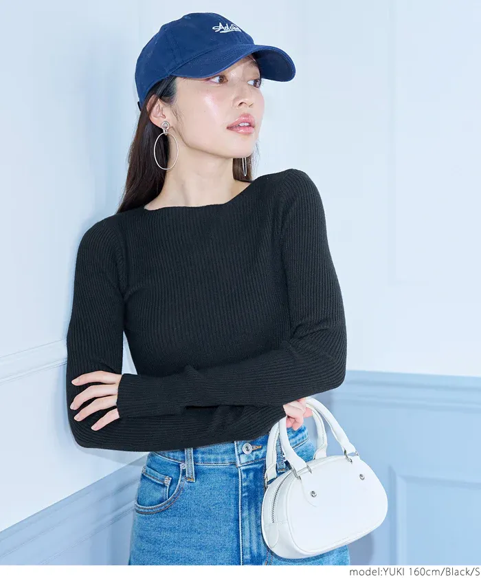 日本 COCA - 輕量柔軟 船型領薄針織上衣-高原綠