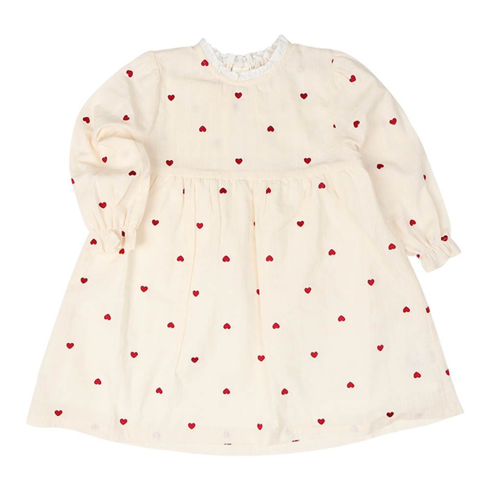 平織洋裝--滿版刺繡-象牙白色