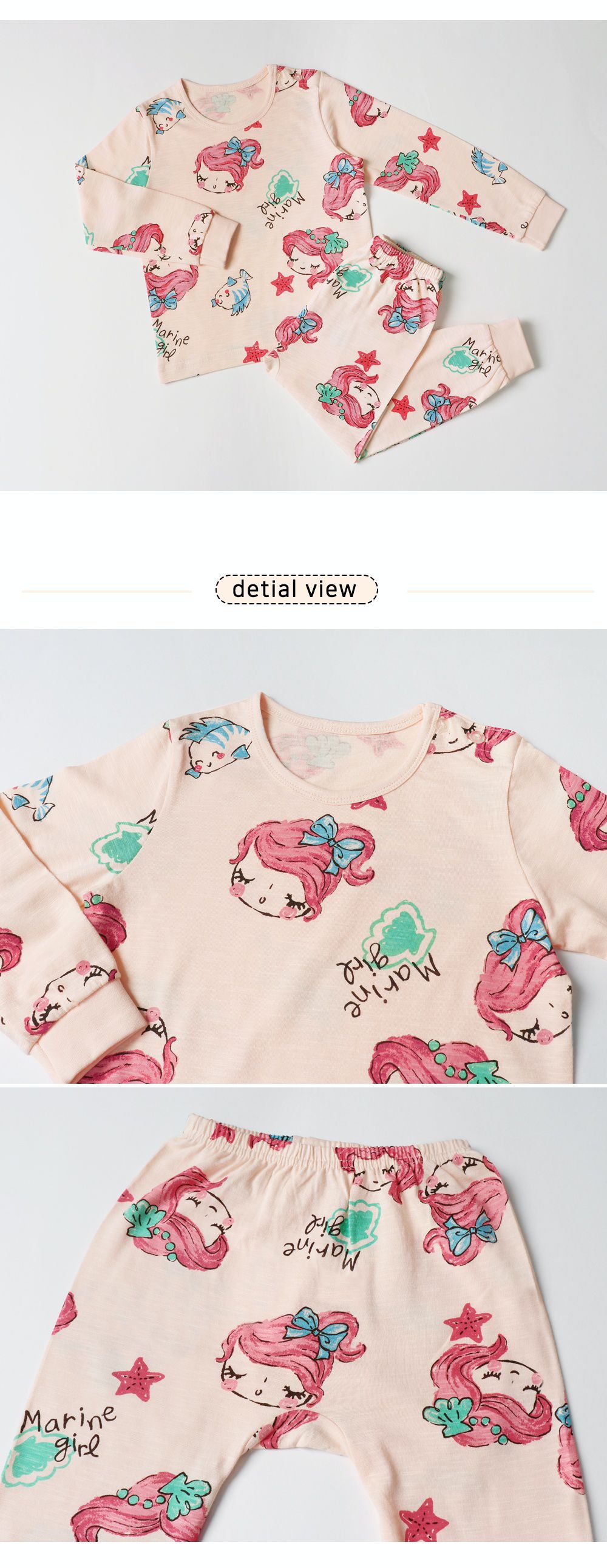 韓國 Mellisse - 韓製莫代爾透氣長袖家居服-海洋公主