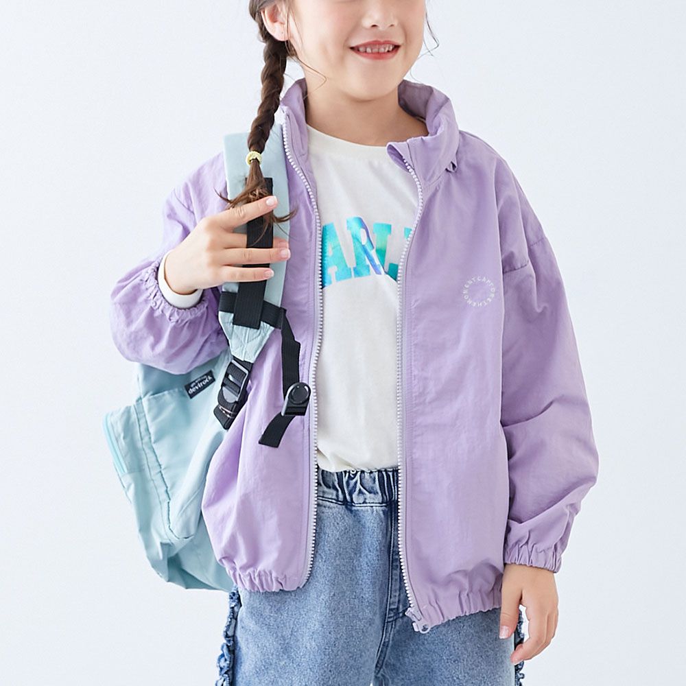 防風防潑水 清爽尼龍連帽外套-薰衣草