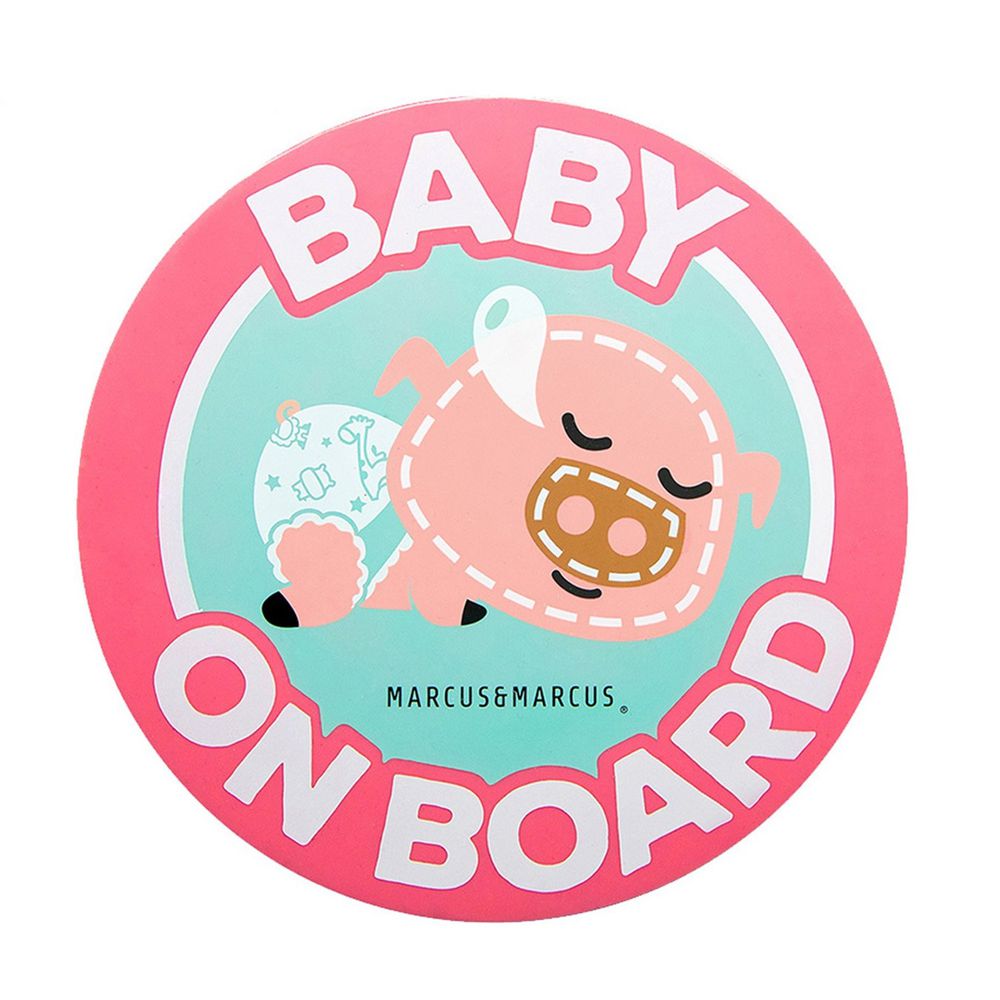MARCUS＆MARCUS - Baby On Board 矽膠靜電貼-粉紅豬