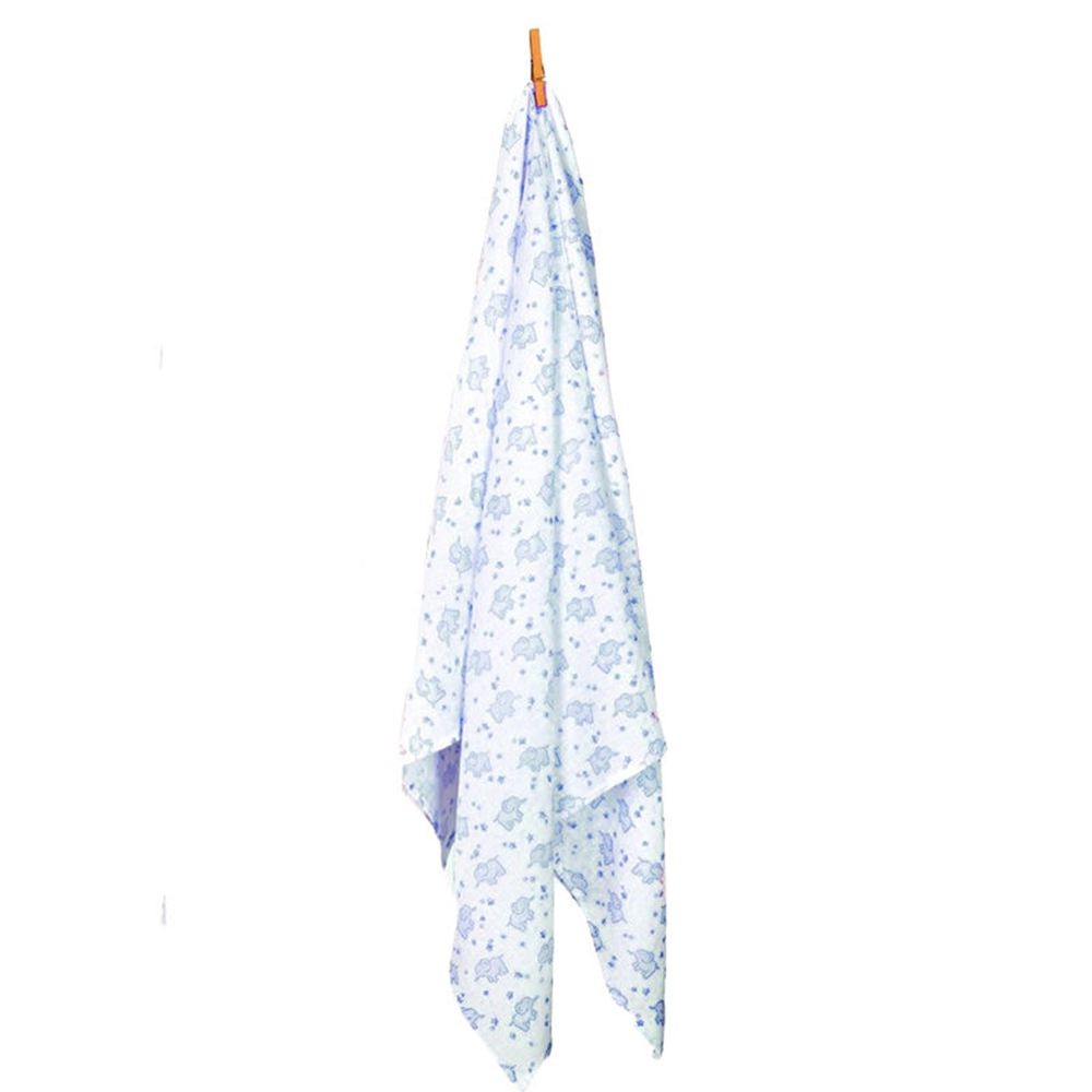 英國 JoJo Maman BeBe - 100%純棉多功能包巾/小薄被/拍嗝巾(120*120cm)-藍色
