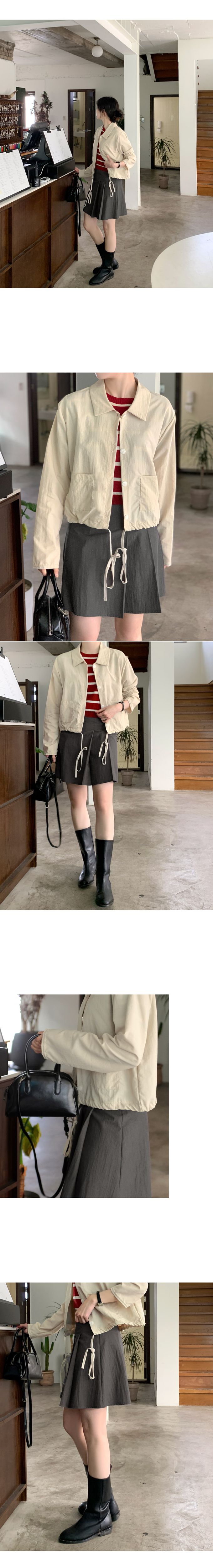 韓國 98doci - 短版綁帶排扣襯衫外套-白