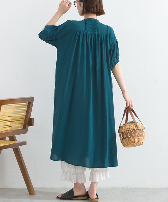 日本 Lupilien - 100%印度棉 輕盈巴里紗襯衫洋裝-黑