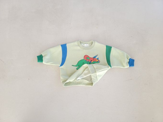 韓國 Mimico - (內磨毛)角龍圖印大學T-綠