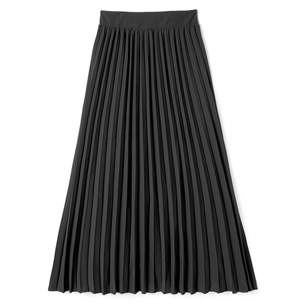 日本 GRL - 顯瘦立體壓紋百褶長裙-時尚黑
