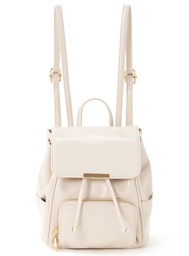 日本 GRL - 時尚皮質拉繩輕巧後背包-咖啡 (F)