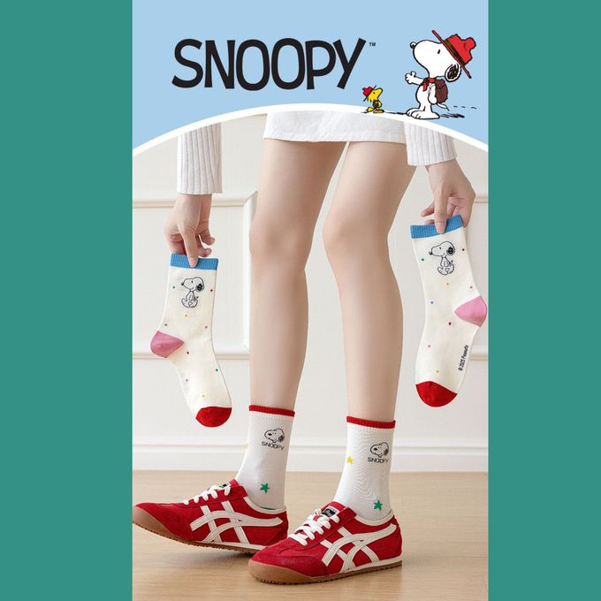 SNOOPY繽紛樂園中筒棉襪