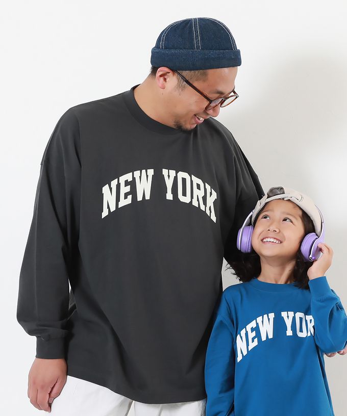 日本 devirock - [大人] 100%棉 定番印花長袖上衣-大學T-淺粉紫