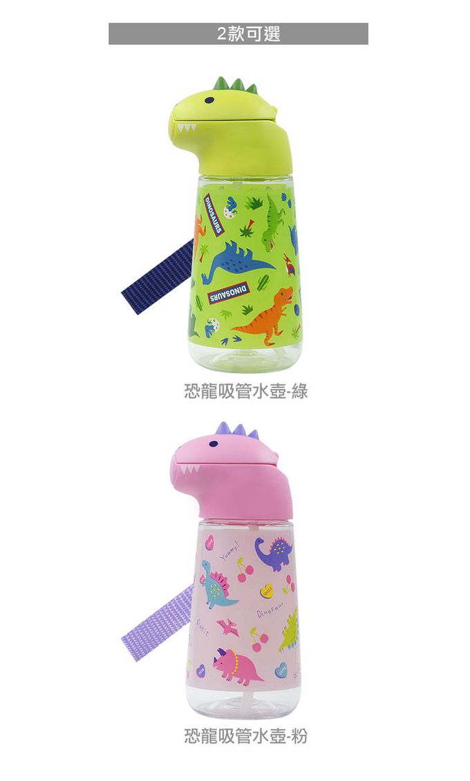 日本 SKATER - 恐龍吸管水壺(420ml)-綠色