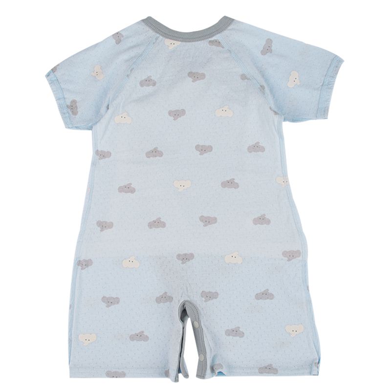 akachan honpo - 短袖連身衣-滿版印花-淺藍色 (50~60cm)