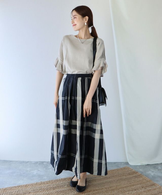 日本 BLUE EAST - 棉麻透氣涼爽短袖上衣-米杏