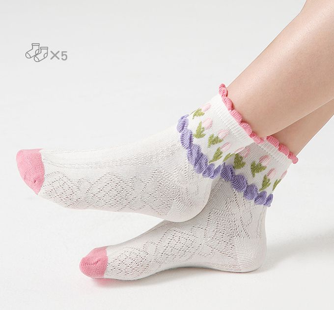 花園跳跳兔兔網眼短筒棉襪