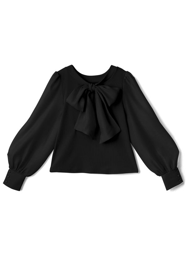 日本 GRL - 2WAY光澤蝴蝶結薄紗拼接上衣-淺灰藍