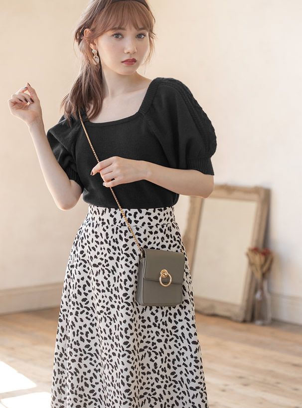 日本 GRL - 麻花澎澎短袖美背蝴蝶結針織上衣-天使藍 (Free)