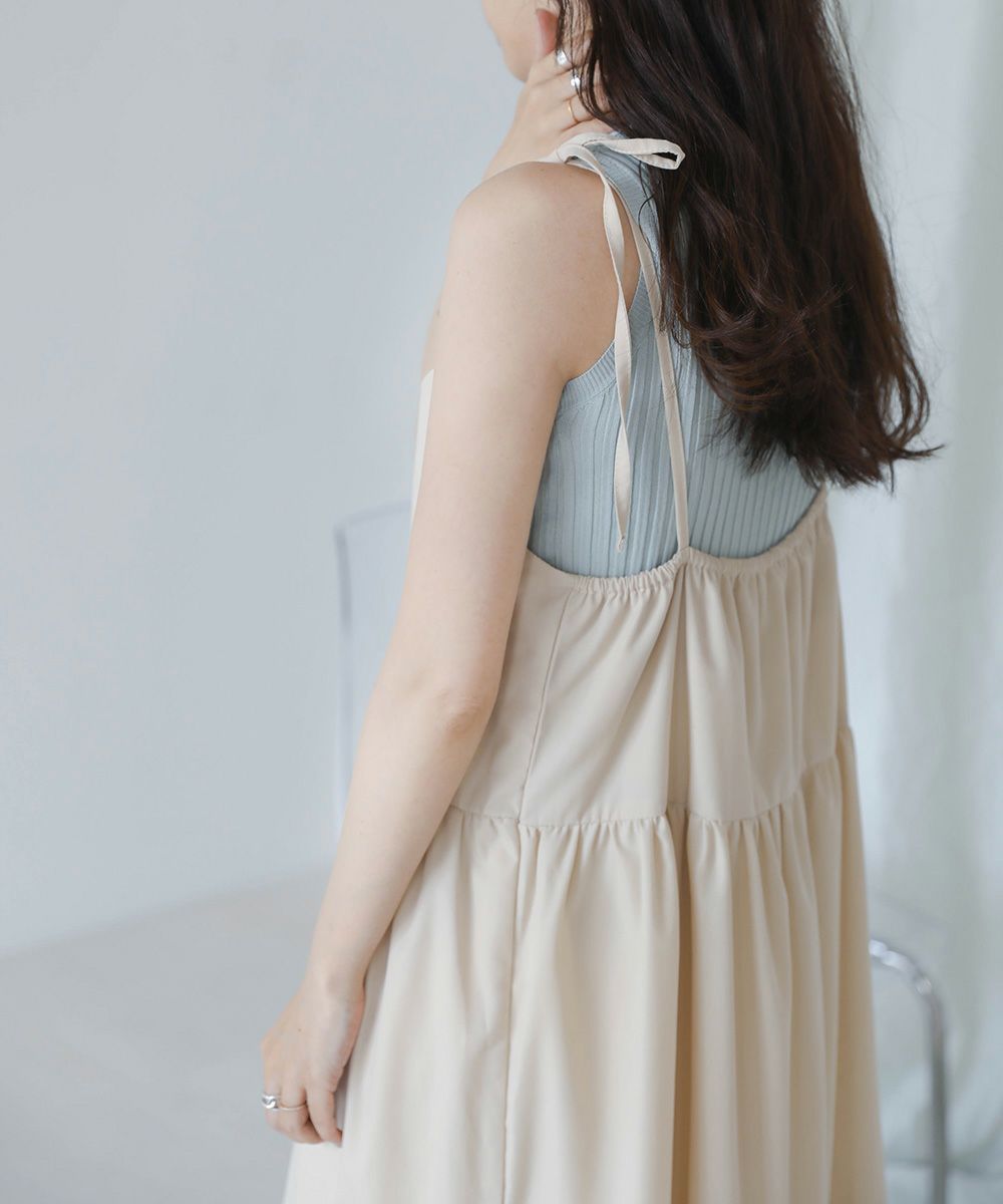 日本 Bou Jeloud - 可愛綁帶層次吊帶裙/洋裝-淺粉