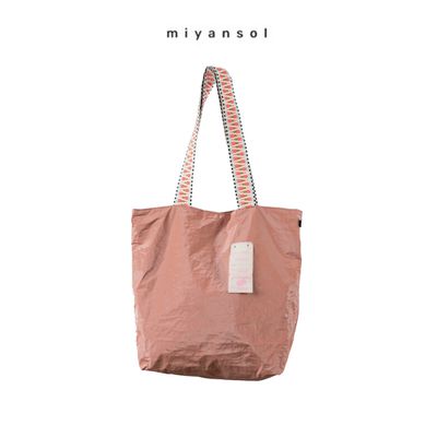 Miyansol - 韓國皺皺托特包-茶粉慕絲