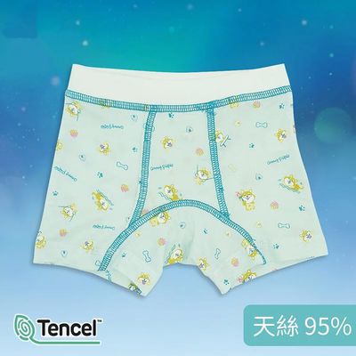 Annypepe - 男童95%天絲柴犬四角褲-藍綠 (100-150cm)