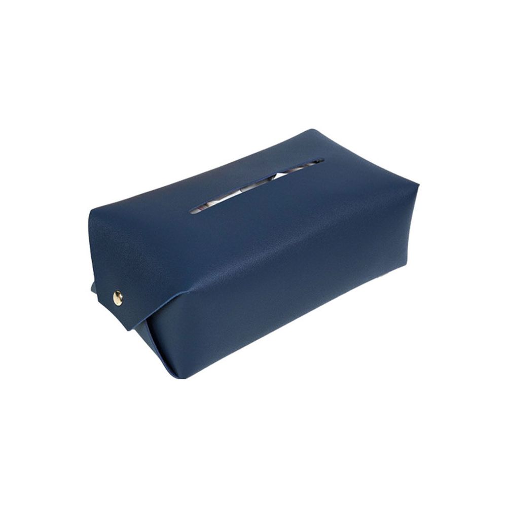 質感皮革面紙盒-方形麵包款-深藍色