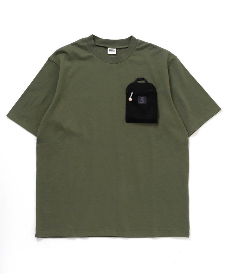 日本 BREEZE - 聯名款 夜光拉鍊大口袋短袖上衣(大人)-撞色-白