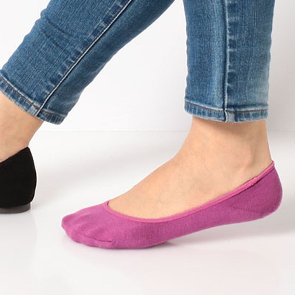 日本 okamoto - 超強專利防滑ㄈ型隱形襪-吸水速乾-粉 (23-25cm)-棉混