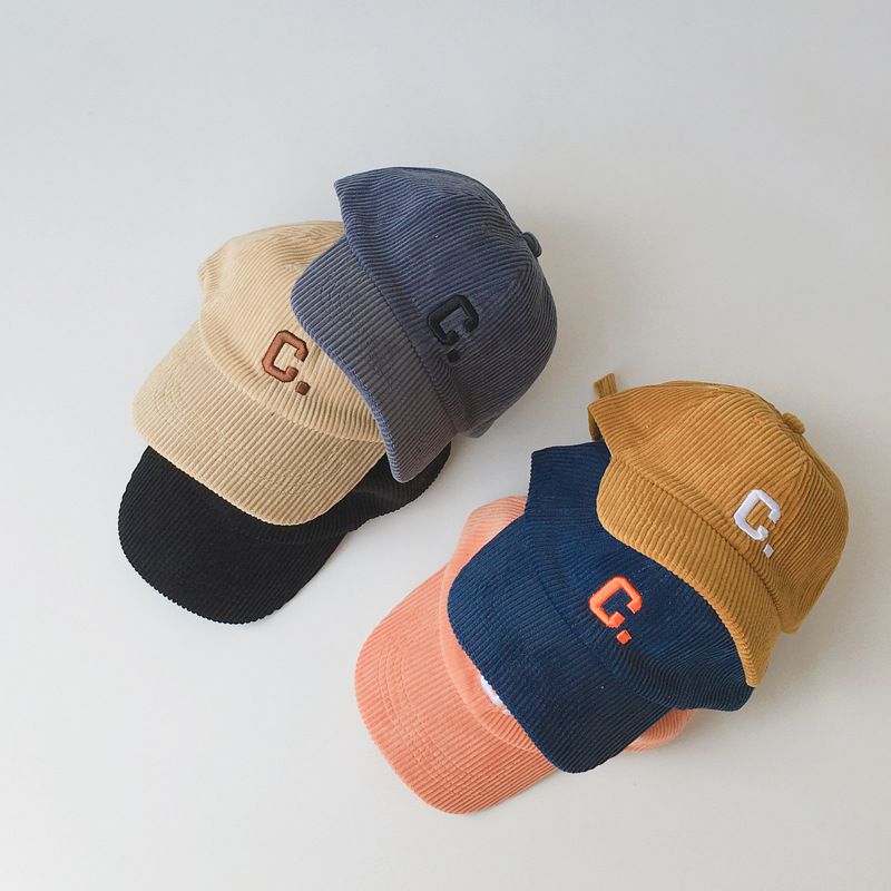 字母燈芯絨棒球帽-橘粉色 (50-52CM(建議3歲-6歲))