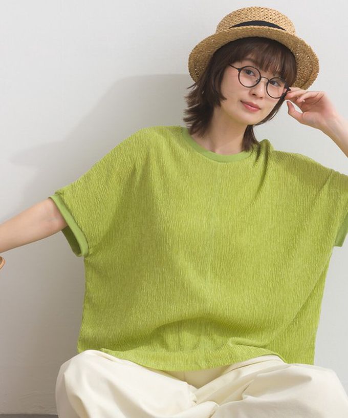 日本 Lupilien - 嫘縈混紡細緻羅紋圓領短袖上衣-象牙白