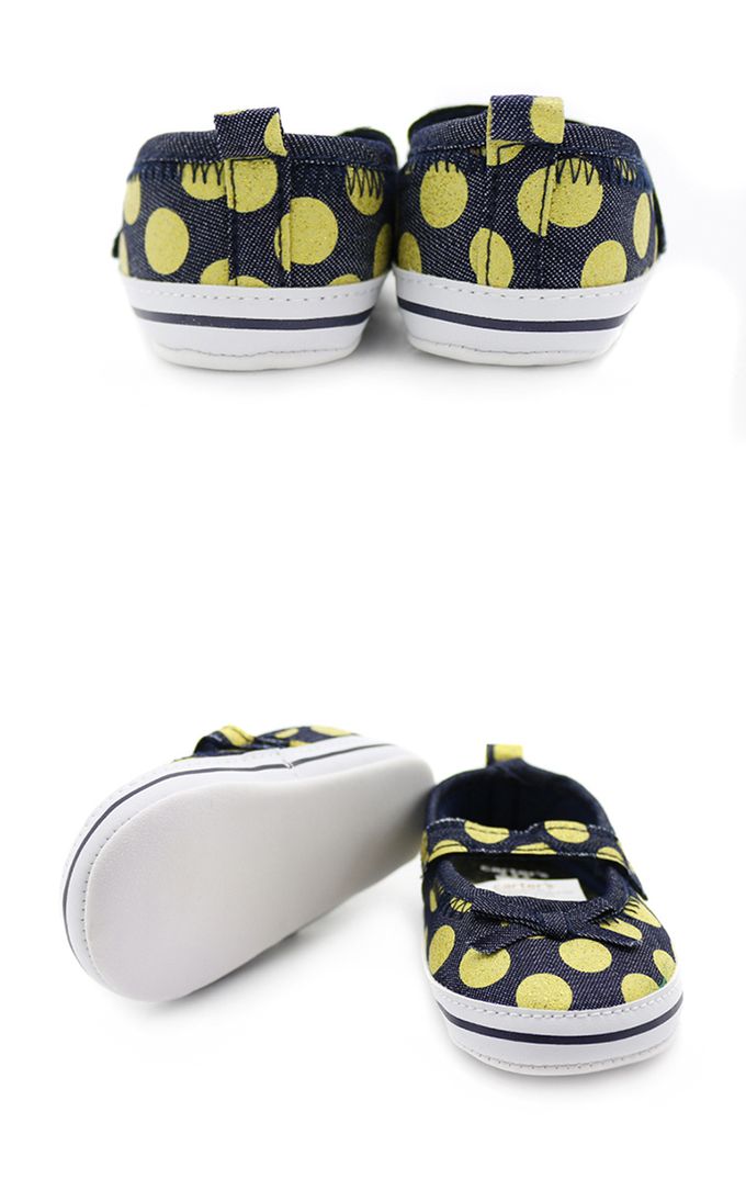 美國 Carter's - 黃色圓點牛仔布蝴蝶結娃娃鞋 (9-12 M)